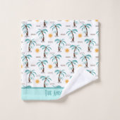 Monogramme Palmiers Été Tropical Soleil Plage (Gant de toilette)