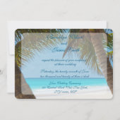 Monogramme Palmiers Sur Plage Mariage Invitations (Dos)