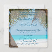 Monogramme Palmiers Sur Plage Mariage Invitations (Devant)