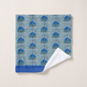 Monogramme Paon Bleu Turquoise et Blanc Monogramme (Gant de toilette)