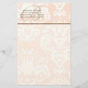 Monogramme papeterie Brown et corail