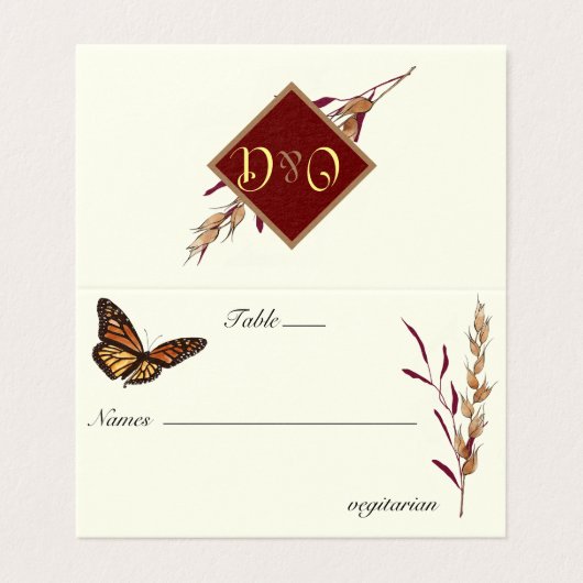 Monogramme papillon mariage de automne Monarch (Outside Unfolded)