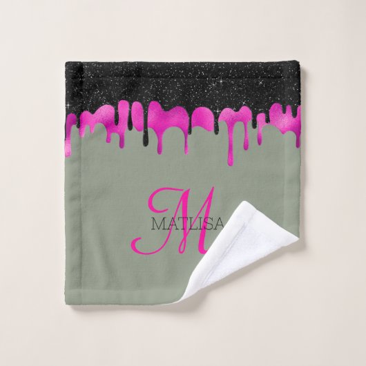 Monogramme Parties scintillant de séchage Sage ver (Gant de toilette)