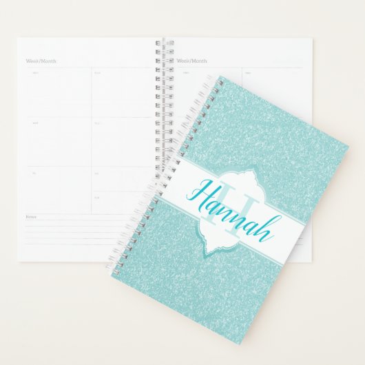 Monogramme Parties scintillant turquoise (Devant avec enveloppe)