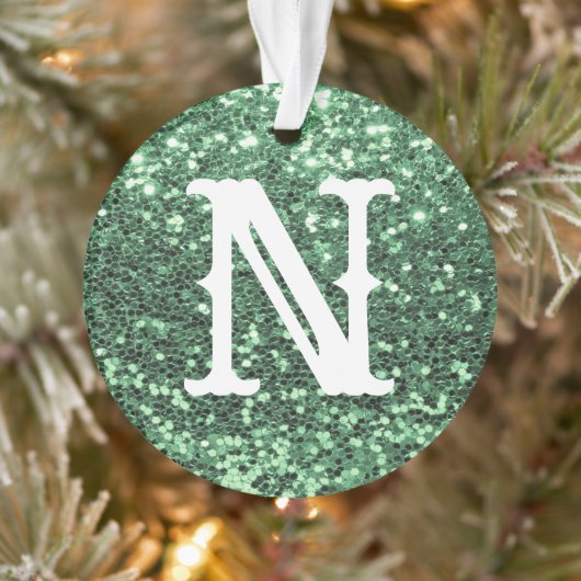 Monogramme Parties scintillant verte Fête de Noël  (Arbre)