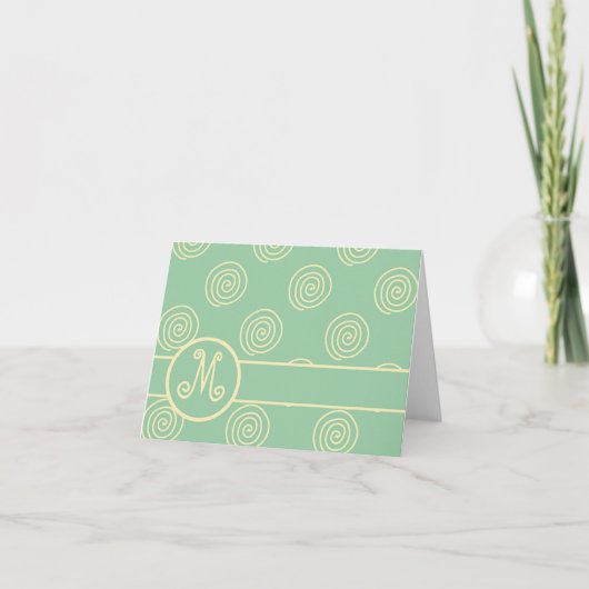 Monogramme Pastel Jaune sur Vert Doux (Devant)