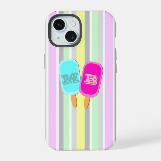 Monogramme Pastel Stripes et Popsicles (Verso)