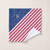 Monogramme Patriotique Rouge Bleu Étoiles Bleu Ble (Gant de toilette)