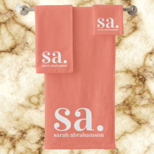 Monogramme Peach Coral Minimaliste Élégant