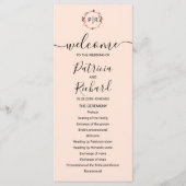 Monogramme Peach Rose Gold Foil Wedding Programme (Devant)