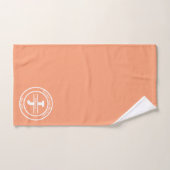 Monogramme Pêche Marié Couple Élégant Minimaliste (Serviette à main)