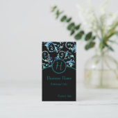 Monogramme Perle Turquoise Carte de visite floral  (Debout devant)