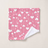 Monogramme personnalisable coeurs roses et blancs (Gant de toilette)