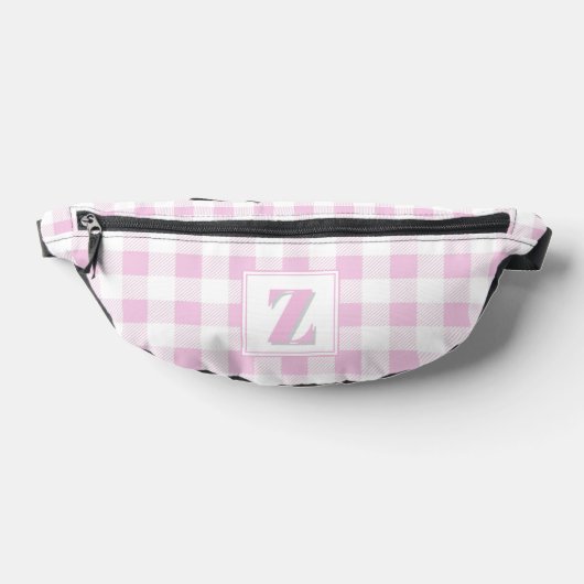 Monogramme personnalisable gingham rose élégant bl (Poser)