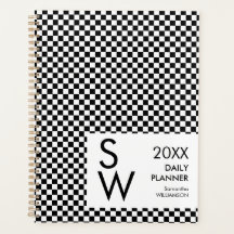 Monogramme Personnalisé à Carreaux Noir et Blanc