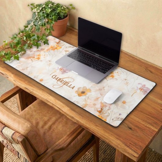 Monogramme personnalisé à motif floral élégant aqu