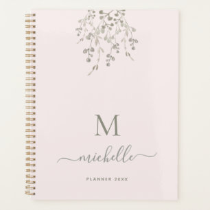 Monogramme personnalisé aquarelle botanique rose