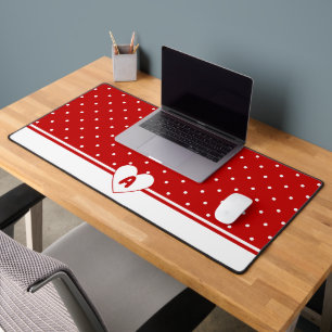 Monogramme personnalisé avec pois rouges sur fond 