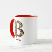 Monogramme personnalisé B Mug rouge or de Noël (Devant gauche)