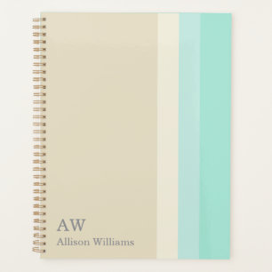 Monogramme personnalisé beige et bleu aqua