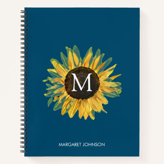 Monogramme personnalisé Carnet de tournesol rustiq (Devant)