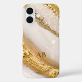 Monogramme personnalisé coque iphone en marbre dor (Verso)