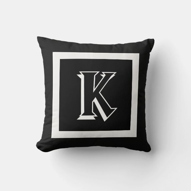 monogramme personnalisé coussin audacieux noir et  (Recto)