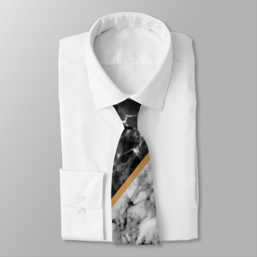 Monogramme personnalisé Cravate en marbre noir bla (Attaché)