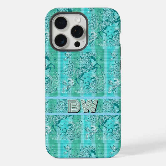 Monogramme personnalisé de Motif de licorne verte (Verso)