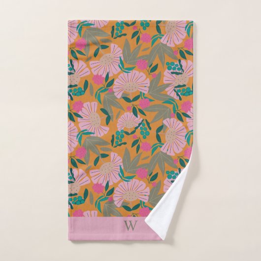 monogramme personnalisé élégant élégant floral jol (Serviette à main)
