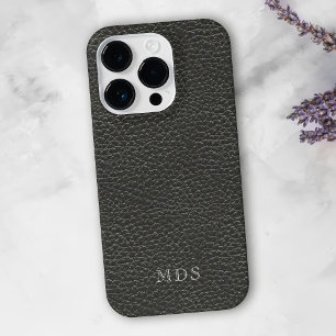 Monogramme personnalisé en cuir noir Faux