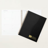 Monogramme personnalisé en cuir noir simple (Devant avec enveloppe)