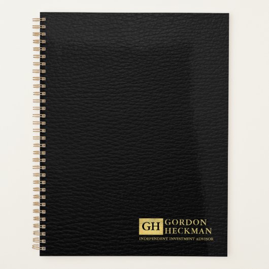 Monogramme personnalisé en cuir noir simple (Devant)