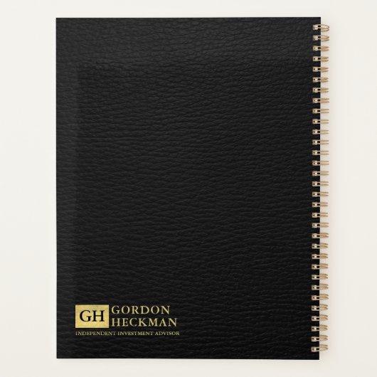 Monogramme personnalisé en cuir noir simple (Dos)