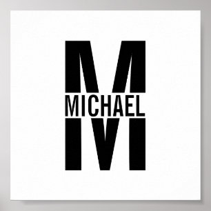 Monogramme personnalisé et affiche de nom