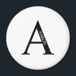 Monogramme personnalisé et aimant de nom<br><div class="desc">Monogramme personnalisé et cadeau de nom caractéristiques monogramme personnalisé et nom dans le style de police serif classique. Parfait comme cadeaux de fête des pères pour papa,  cadeaux pour les groomsmen et pour toute occasion spéciale.</div>