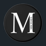 Monogramme personnalisé et aimant de nom<br><div class="desc">Monogramme personnalisé et cadeau de nom caractéristiques monogramme personnalisé et nom dans le style de police serif classique. Parfait comme cadeaux de fête des pères pour papa,  cadeaux pour les groomsmen et pour toute occasion spéciale.</div>