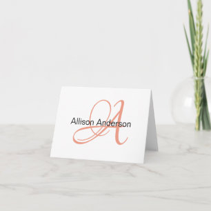 Monogramme personnalisé et nom carte pour notes pe