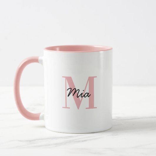 Monogramme personnalisé et nom en gras Mug coloré (Gauche)