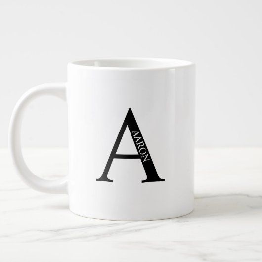 Monogramme personnalisé et nom Giant Coffee Mug (Gauche)
