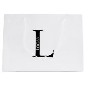 Monogramme personnalisé et nom grand sac cadeau (Devant)