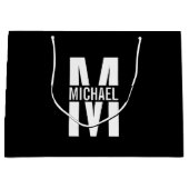 Monogramme personnalisé et nom grand sac cadeau (Devant)