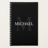 Monogramme personnalisé et nom noir