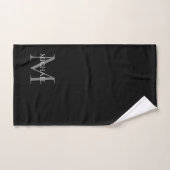 Monogramme personnalisé et nom noir (Serviette à main)