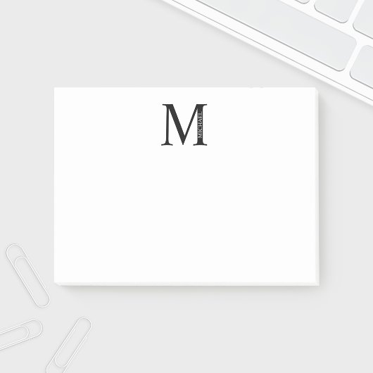 Monogramme personnalisé et notes post-it de nom
