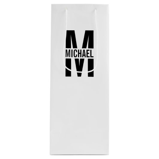 Monogramme personnalisé et sac cadeau de nom de vi (Devant)