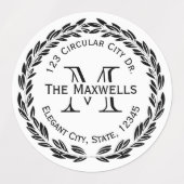 Monogramme personnalisé Étiquette de adresse étanc (Design 2)