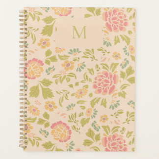 Monogramme Personnalisé Floral Vintage Sauge & Ros