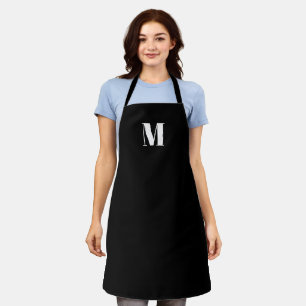 Monogramme personnalisé initial noir blanc tablier