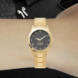 Monogramme personnalisé Initiales Luxe Gold Bracel<br><div class="desc">Montre bracelet en acier inoxydable sur mesure, personnalisée, unisexe et luxueux ton or. Entrez simplement les initiales. Allez-y créez une magnifique montre personnalisée pour les hommes et les femmes spéciaux de votre vie - maman, papa, mariée, mariée, femme, mari, soeur, frère, grand-mère, grand-père, petite-amie, petit ami. Fait un grand cadeau...</div>